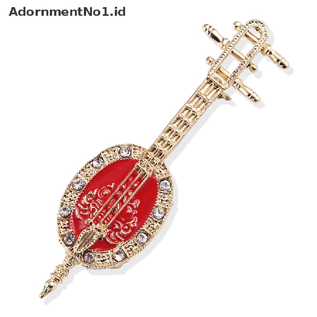 [AdornmentNo1] Fashion Violin Pipa Pin Bros Berlian Imitasi Alat Musik Brooch Pins [ID]