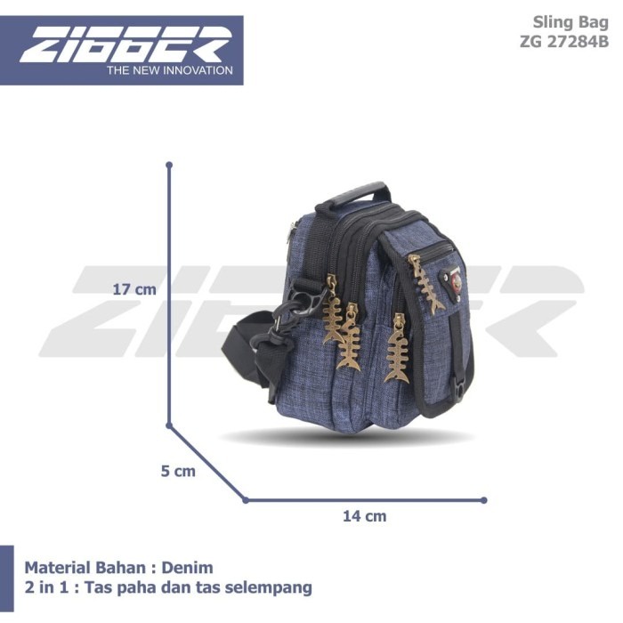 [KLIKTAS] Tas Slempang Pria 2 in 1 ZIGGER - ZG 27284B - Sling Bag Gaul