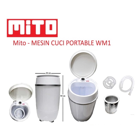 MESIN CUCI MITO PORTABLE + PENGERING WM1 / WM 1 [3,5 KG]