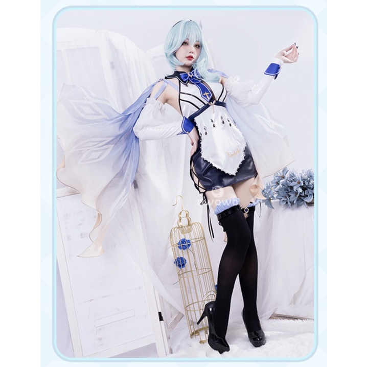 UWOWO Maid Eula Costume Exclusive Game Genshin Impact Cosplay Eula Maid Dress Costume Halloween Carnival Outfi