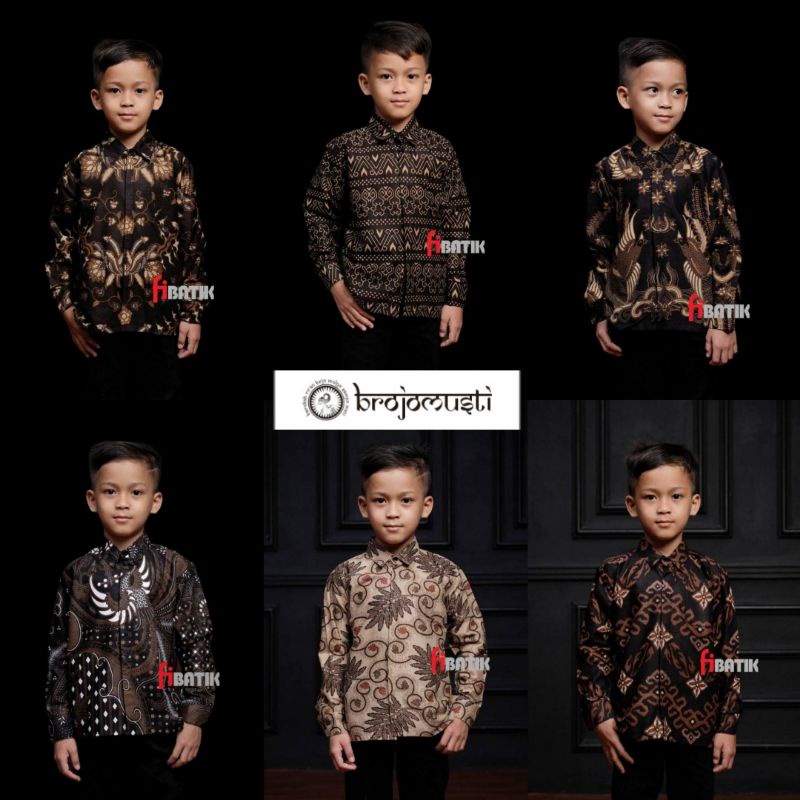 Baju Batik Kemeja Batik Anak Laki-laki Lengan Panjang Umur 2-12 Tahun Kain Katun Halus Seragam