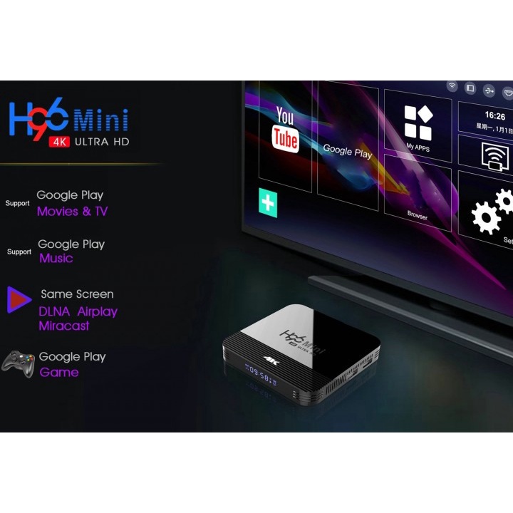 H96 MINI H8 - Android 9.0 Smart TV Box 4K Display - RAM 2GB ROM 16GB