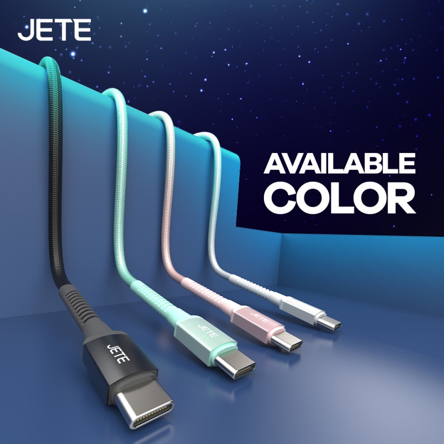 Kabel Data Type C to Type C PD 65W Fast Charging 3A JETE CA2 - Garansi 2 Tahun