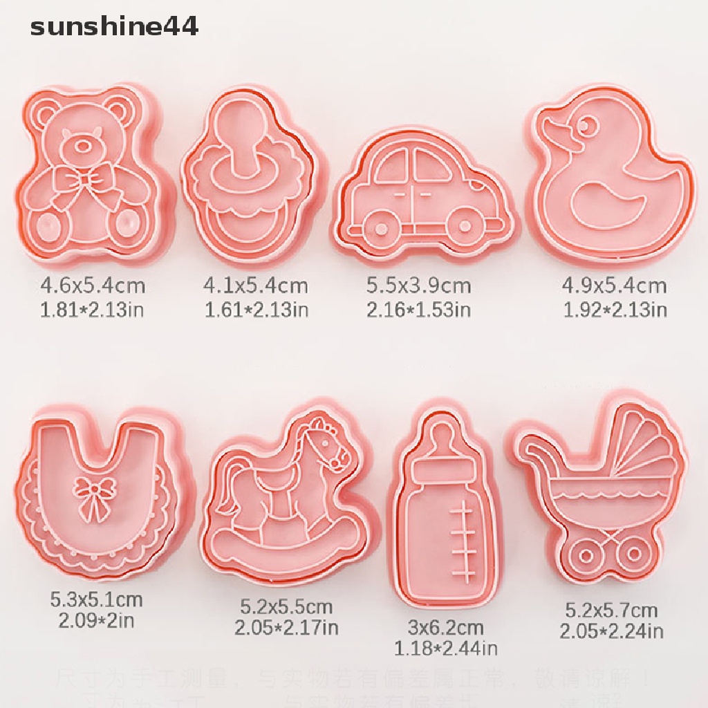 Sunshine 8pcs/Set DIY Cetakan Biskuit Kartun Bayi Cookie Cutter Cartoon Biscuit Mold.