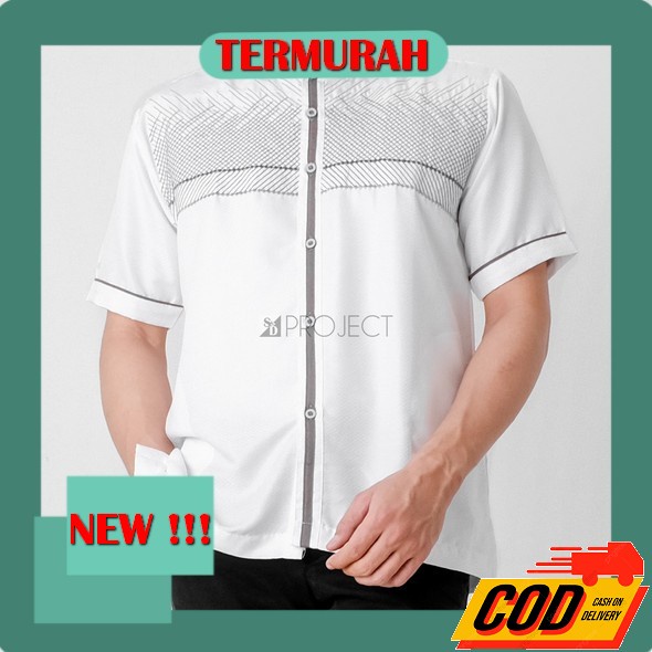 Baju Kemeja Hem Batik Kerah Shanghai Premium Slimfit Pria Cowok Lengan Panjang Kemeja Koko Batik Pri