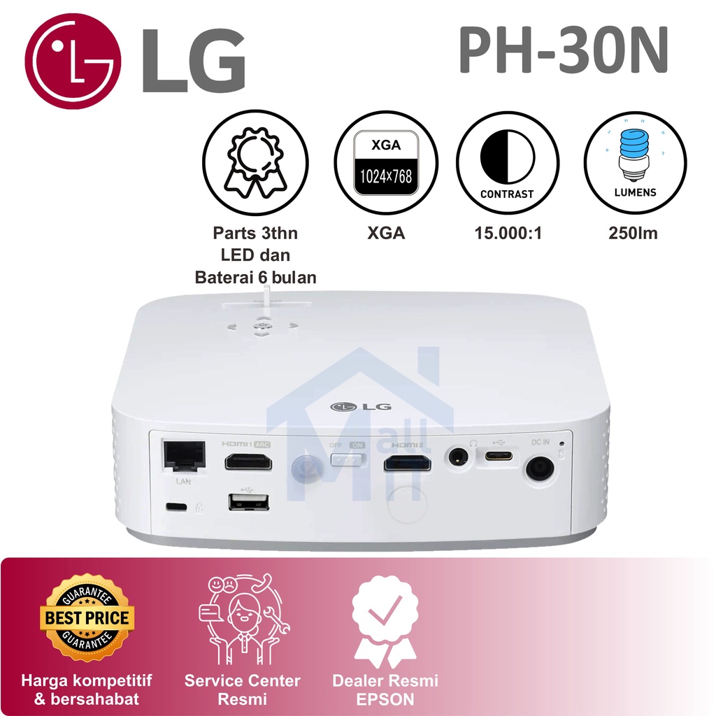 Proyektor Mini LG Minibeam PH-30N PH30N PH30 PH 30 N 30N WIRELESS HD 720