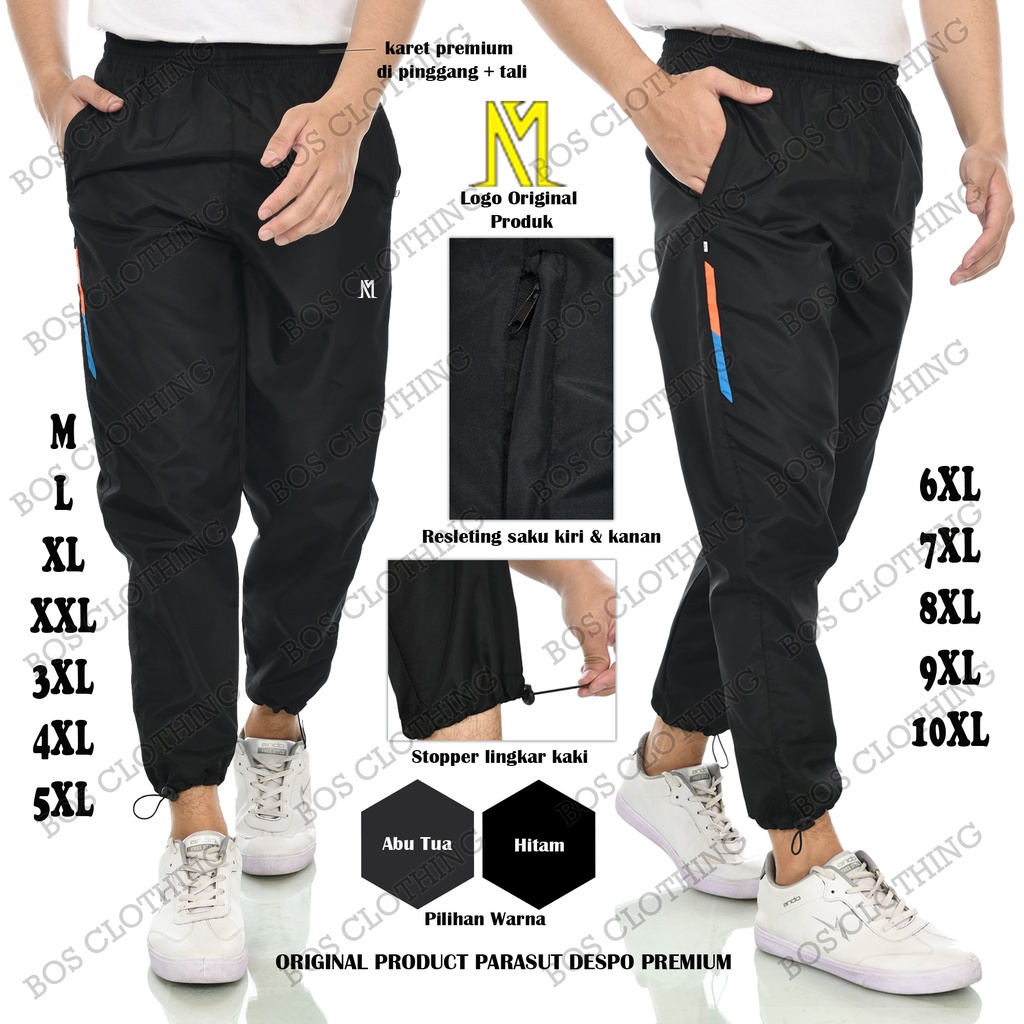 Training Olah Raga Celana Training Panjang Pria Wanita Bahan Parasut Jogger Standar Jumbo Super Jumb