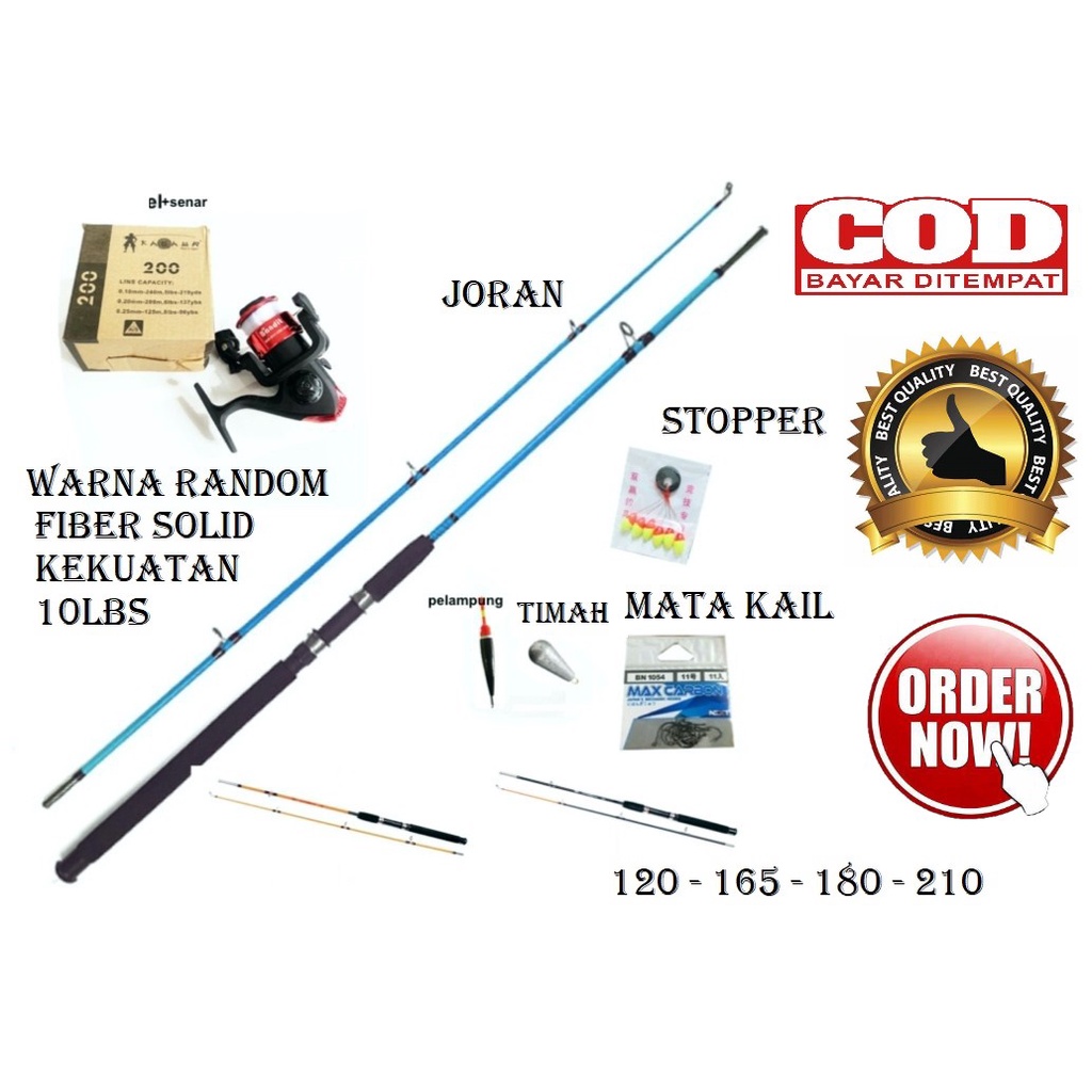 TERBARU - JORAN PANCING SET SAMBUNG DUA KOMPLIT DAN SIAP PAKAI UKURAN 120-165-180-210 - JORAN PANCING SAMBUNG DUA 2 FIBER SOLID 210cm - Joran Pancing Carbon Fiber - Tongkat Pancing laut - Alat pancing - aksesoris memancing - alat pancing murah