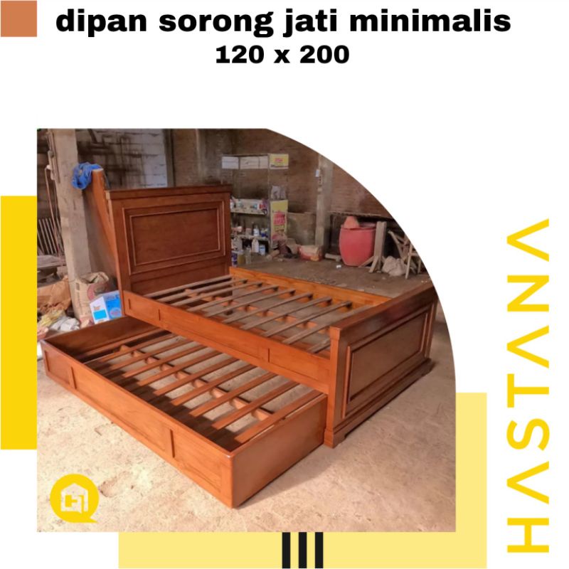 dipan tempattidur minimalis jati jepara , dipan sorong , bed sorong kayu jati , dipan minimalis laci