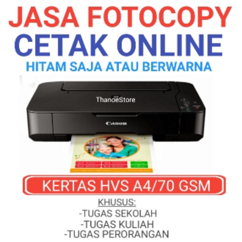 Jasa Fotocopy Cetak Hitam Atau Warna Kertas HVS A4 70 Gsm