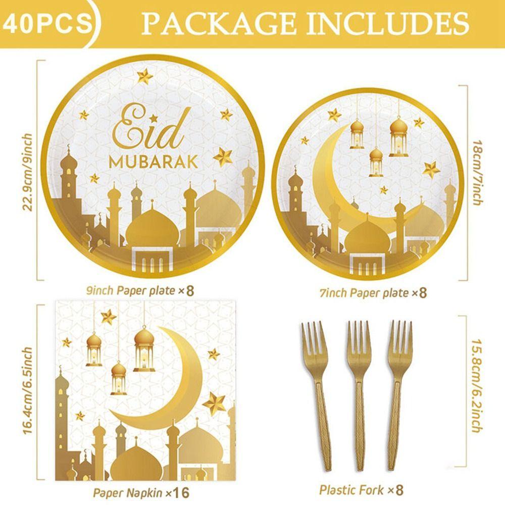 R-flower 10Pcs Peralatan Makan Sekali Pakai Dekorasi Pesta Muslim Islami Ramadhan Kareem Paper Cup