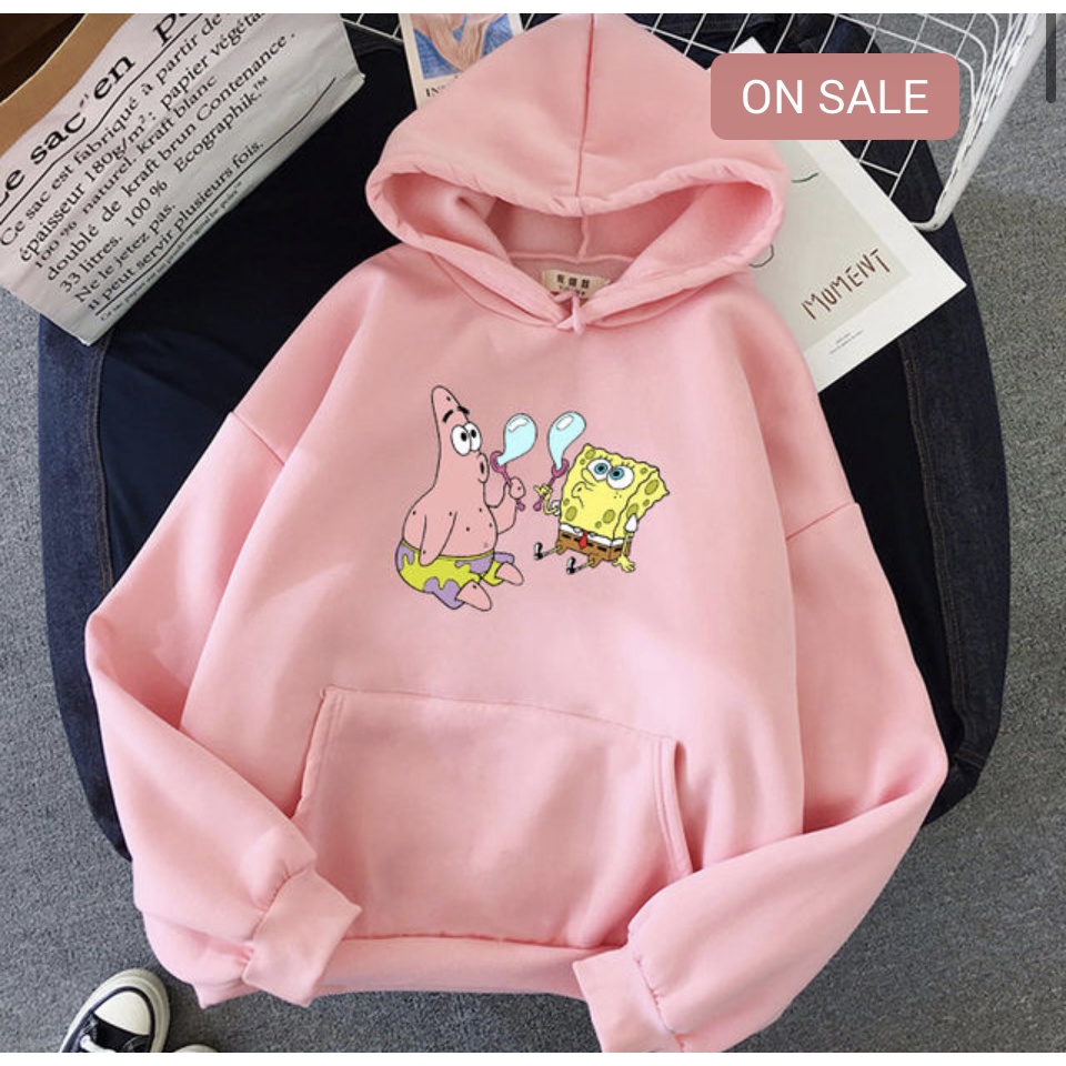 Jumper Hoodie Anak Spongbob II Jaket Hoodie Anak Viral II Sweater Hoodie Kids Sz M - XL ( Laki Laki &amp; Peremepuan )