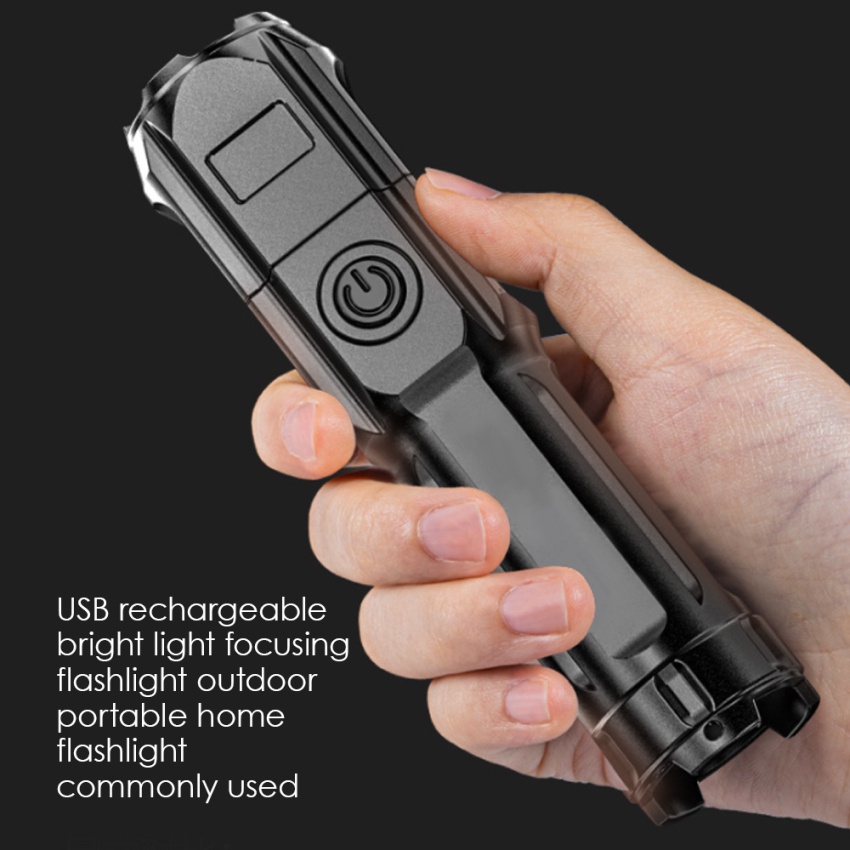 Senter Fokus Cahaya Terang Isi Ulang USB, Senter Rumah Portabel Luar Ruangan, Yang Biasa Digunakan