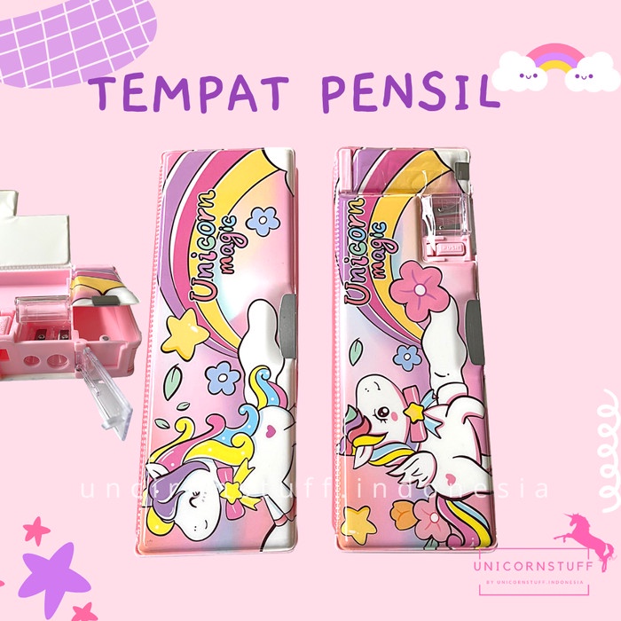 Tempat Pensil Unicorn Rautan Magnet Cewek Lucu Anak Perempuan Cewek