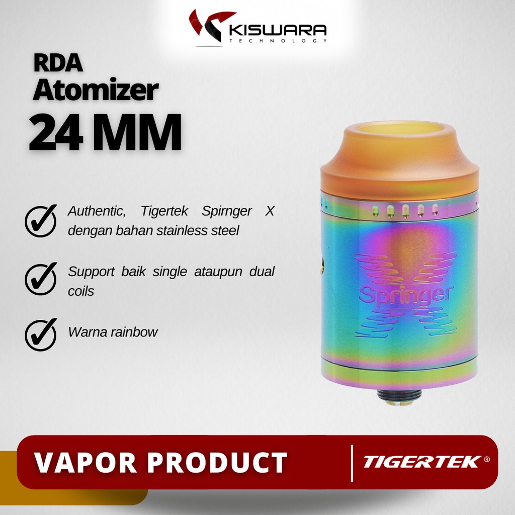 Tigertek Spirnger X 24 RDA Atomizer - RAINBOW [Authentic] KiswaraBandung