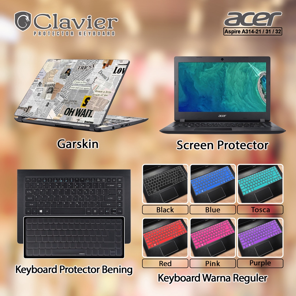 Cover Keyboard Screen Protector Garskin Laptop Anti Gores Acer Aspire 3 A314-32-C4WL C52Q C5V7 C5ZH 