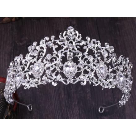 Wedding Dress Accessories Leaf Shape Crystal Large Crown Women Glitter Rhinestone Luxury Jewelry