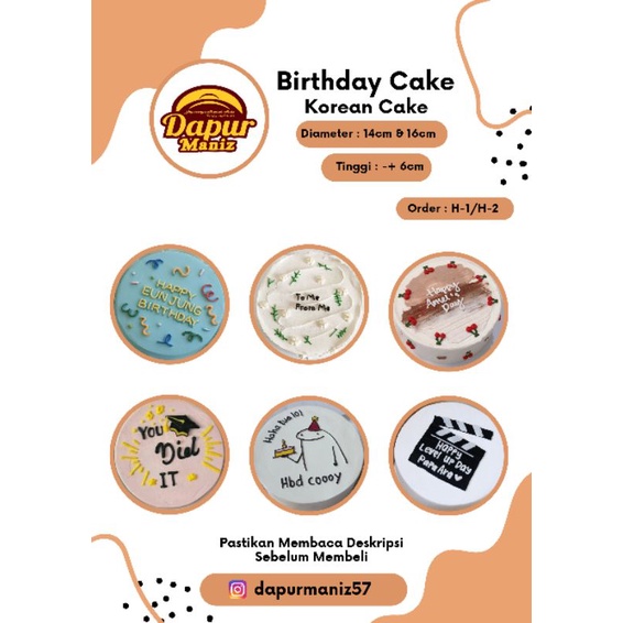 

Korean Cake / Birthday Cake / Cake Diameter 14cm / Cake Diameter 16cm