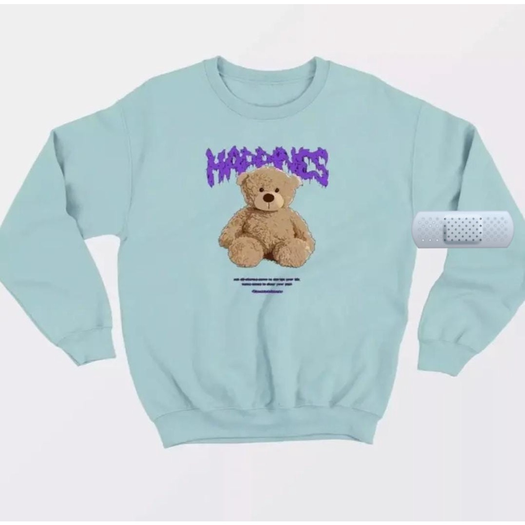 SWEATER OVERSIZE CREWNECK WANITA HAPPINES TEDDY ONE SIZE FIT TO XL / SWEATER WANITA TEBAL