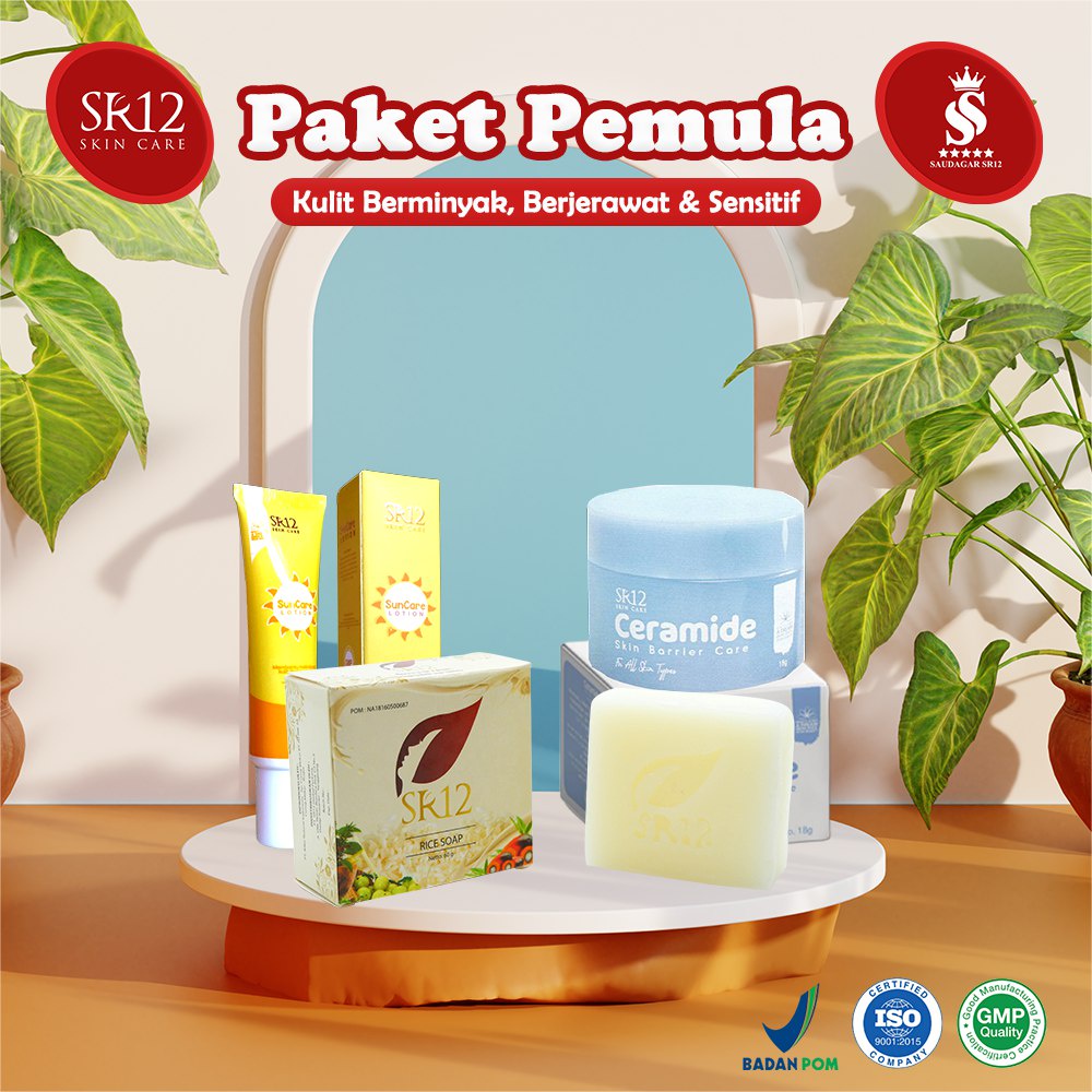 Paket pemula hemat Sr12 Memperbaiki skin barrier kulit Mencerahkan kulit Merawat Bpom
