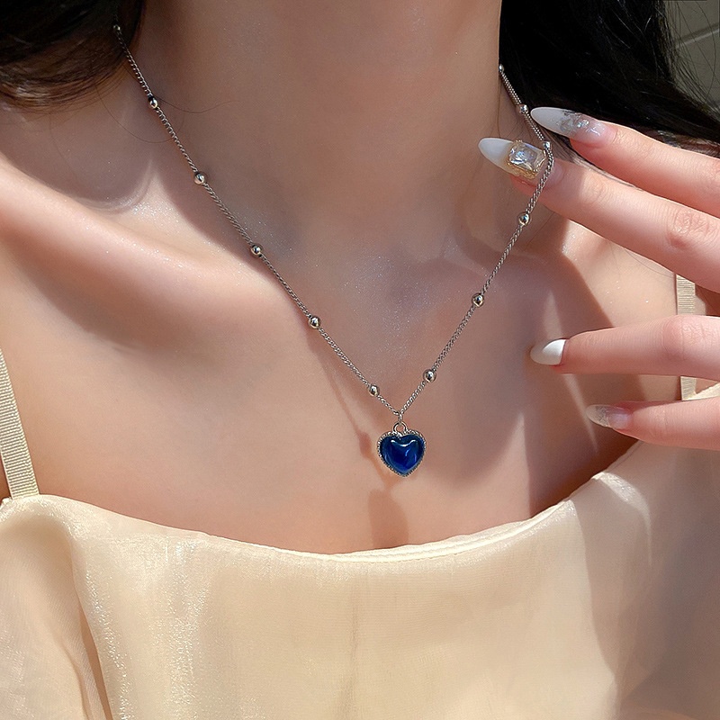 Kalung Hati Berubah Warna Suhu Induksi Liontin Cinta Kristal Romantis Korea