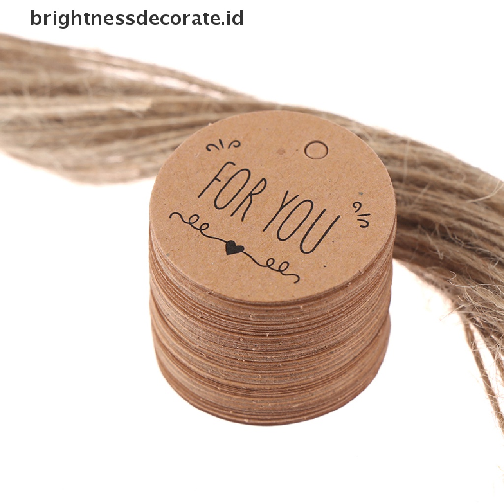 [Birth] 100pcs Hang Tag Kertas Kraft For you pattern Label Untuk Gift Tagging Paket Dekor [ID]