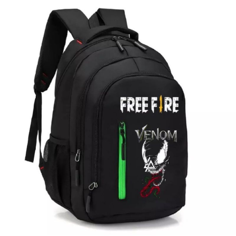 Tas Ransel Anak Freefire Venom gratis Topi/ jam/Botol kaca Ransel anak sekolah Karakter