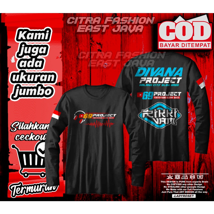 BAJU KAOS HITAM 69 SOUND DIVANA LENGAN PANJANG