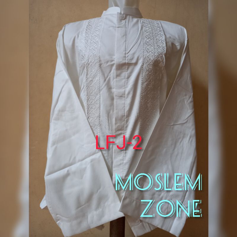 Baju Koko Jumbo 3L 4L 5L Al Luthfi Putih Bordir Lengan Panjang