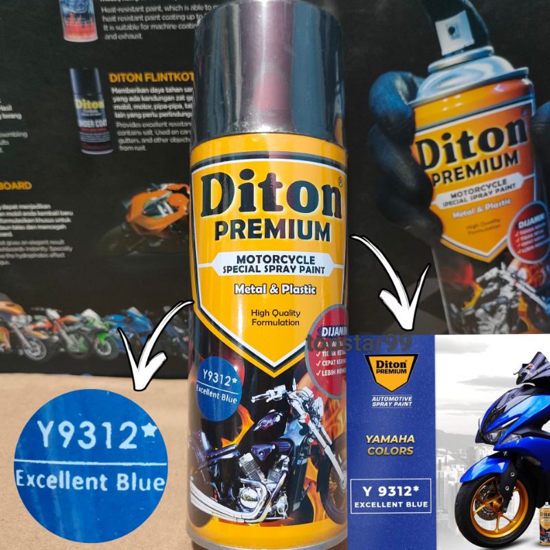 Pilok Pilok Cat Semprot Diton Premium Biru Excellent 9312 Biru 400cc Tahan Bensin Cepat Kering