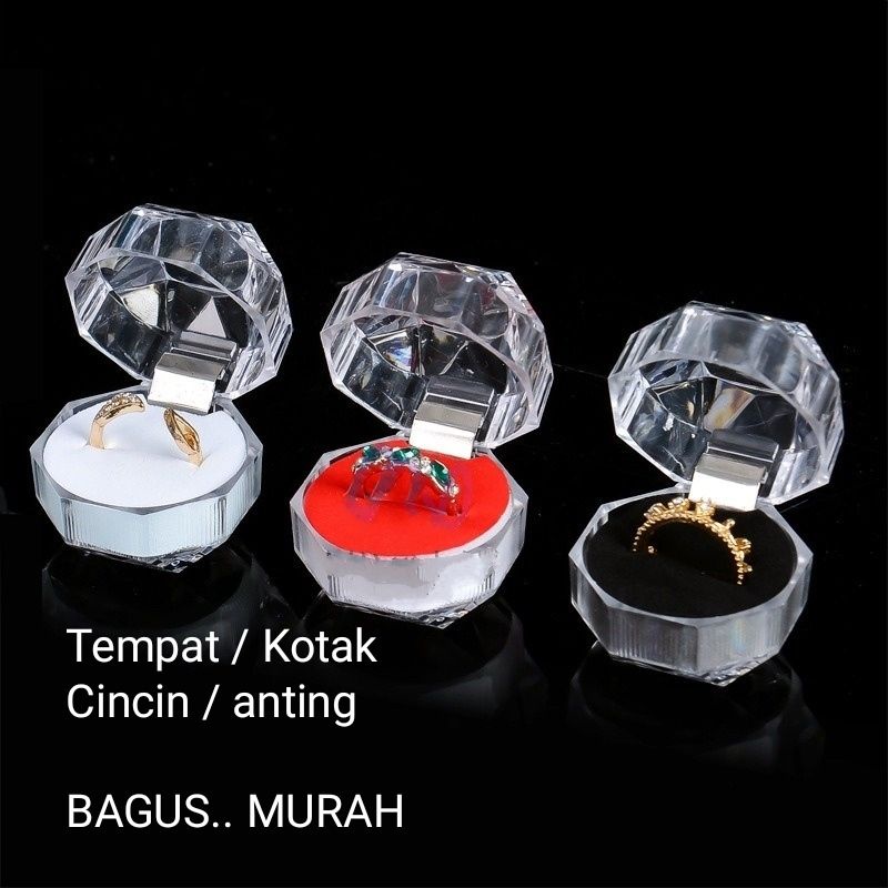 Tempat Cincin Perhiasan Wedding Lamaran Box Cincin Kotak Cincin Akrilik