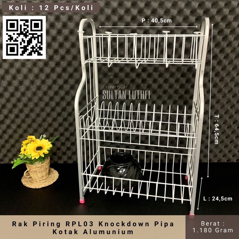 rak piring aluminium anti karat 3 susun rak piring 3 tingkat