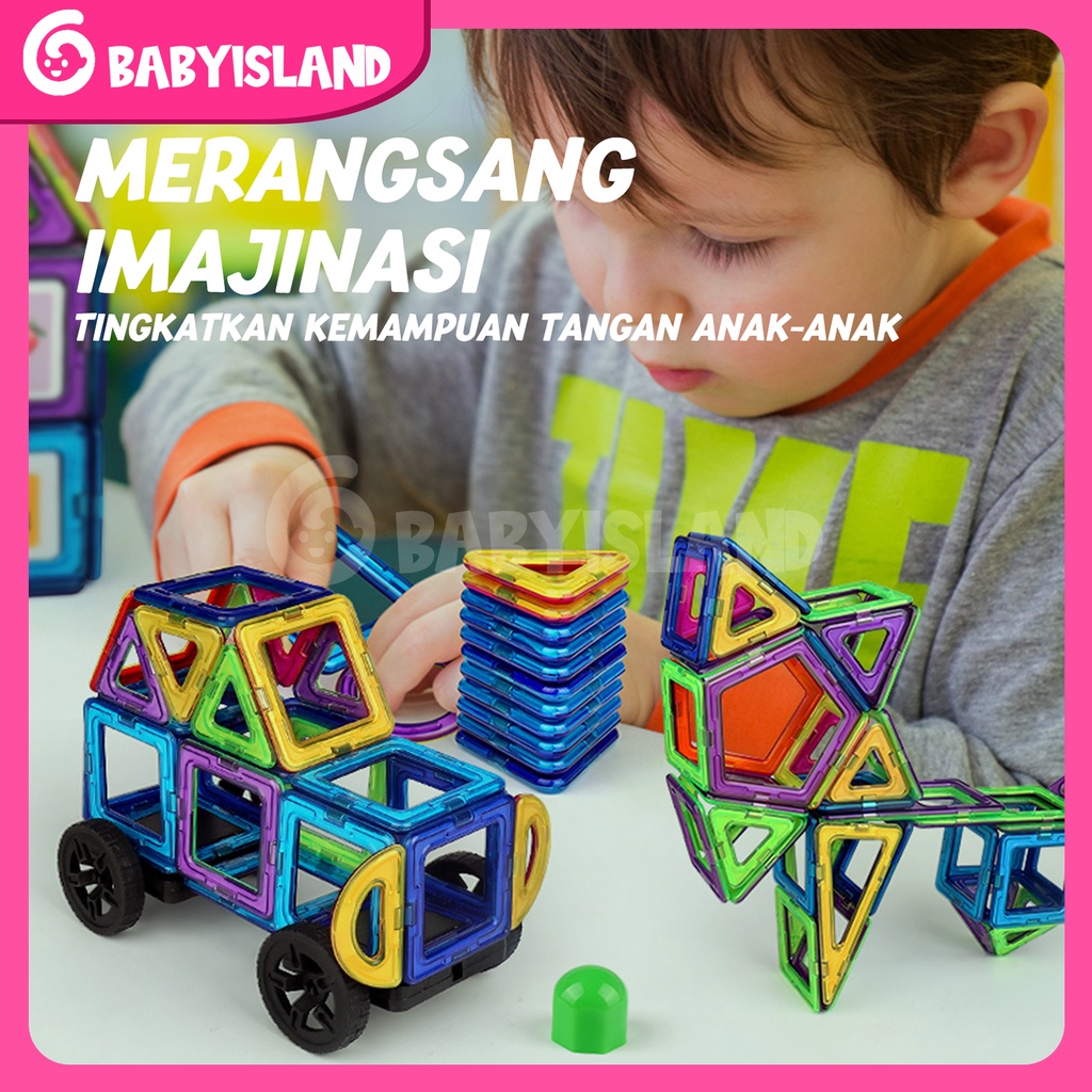 Mainan Magnetic Block Mainan Keping Magnet Susun DIY Anak Mainan Magnet Anak Edukasi