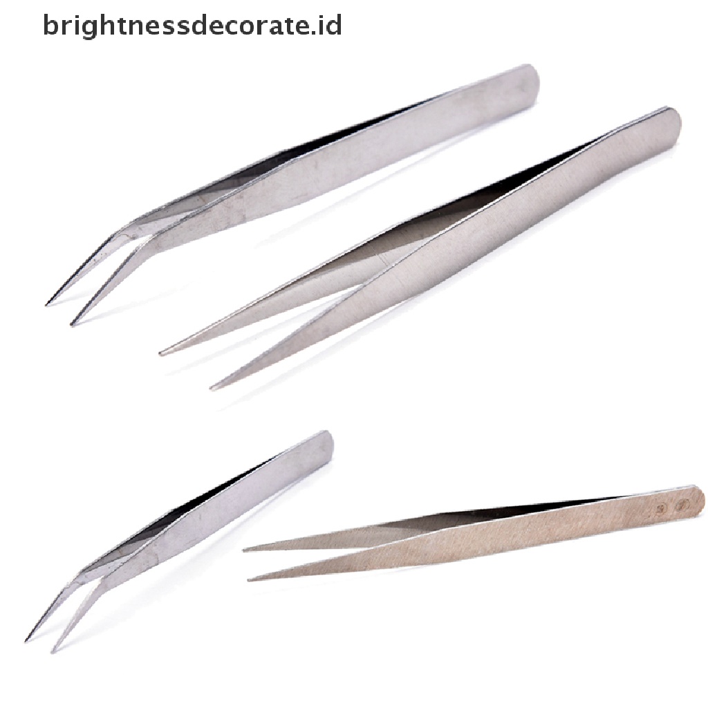 [Birth] 2pcs Stainless Steel Lurus El Pinset Patchwork Hook Pick-up Alat Makeup [ID]