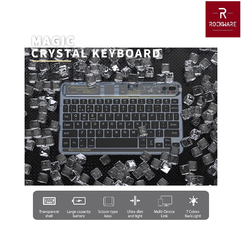 ROCKWARE RW-XK030D - Magic Crystal Design Bluetooth Slim Keyboard