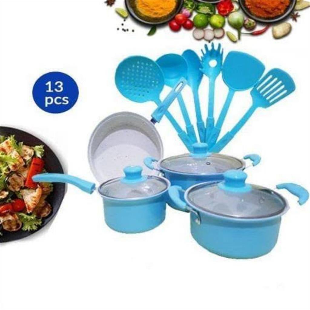 OTS 962. Panci Set 13 Pcs Cookware SQRS NO BRAND Panci Warna Marble