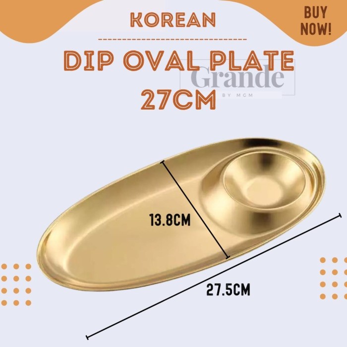 Oval Plate 27cm Korea Stainless Gold piring oval emas TEBAL