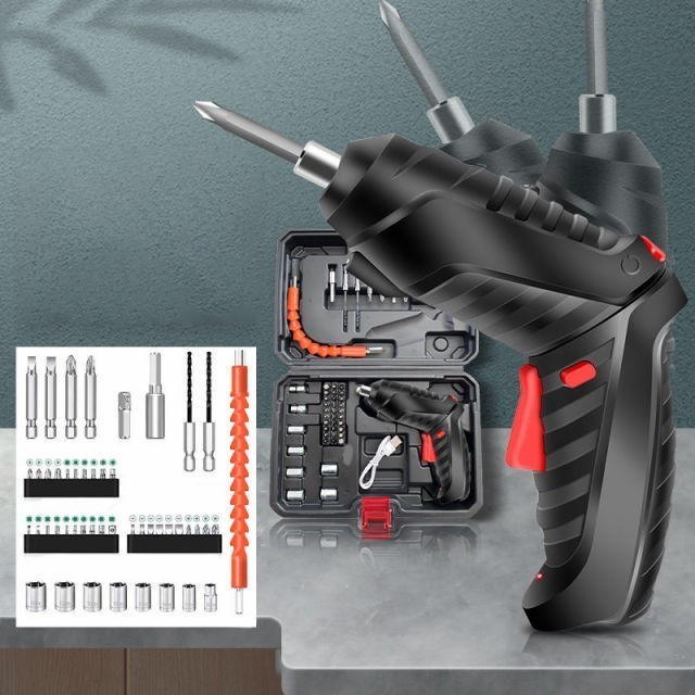 Mesin Bor Listrik Cordless Tanpa Kabel Obeng Elektrik 47pc Screwdriver - 47in1freebox