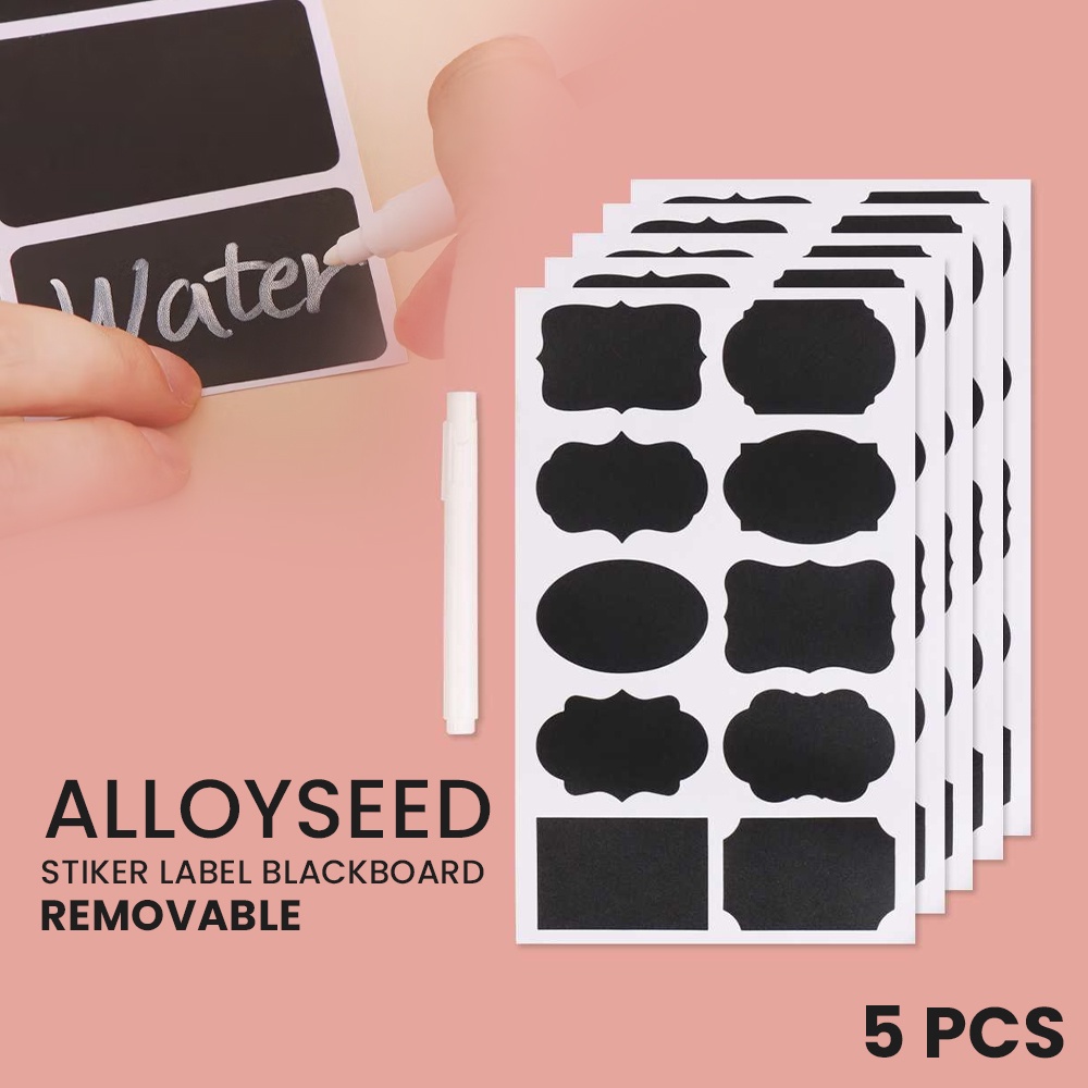 

Stiker Label Blackboard Papan Tulis Removable 5 Pcs Black