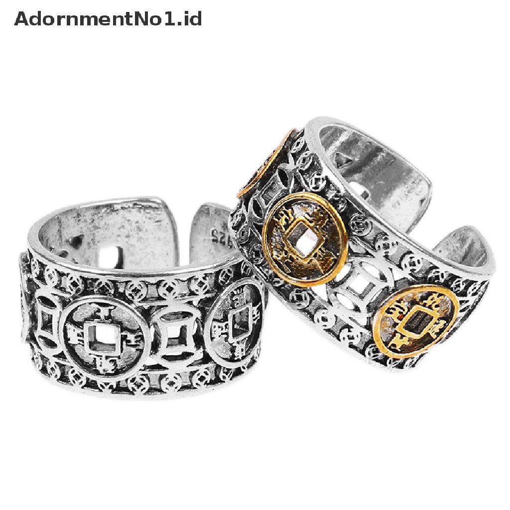 [AdornmentNo1] Gaya Etnik Vintage Lima Kaisar Uang Koin Cincin Untuk Pria Dan Wanita Yang Baik Beruntung Adjustable Jari Cincin Perhiasan Hadiah Cincin Terbuka [ID]