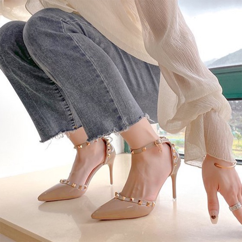 FINDAL High Heels Wanita Stiletto Sepatu Hak Tinggi Ankle Strap Kasual HI-039