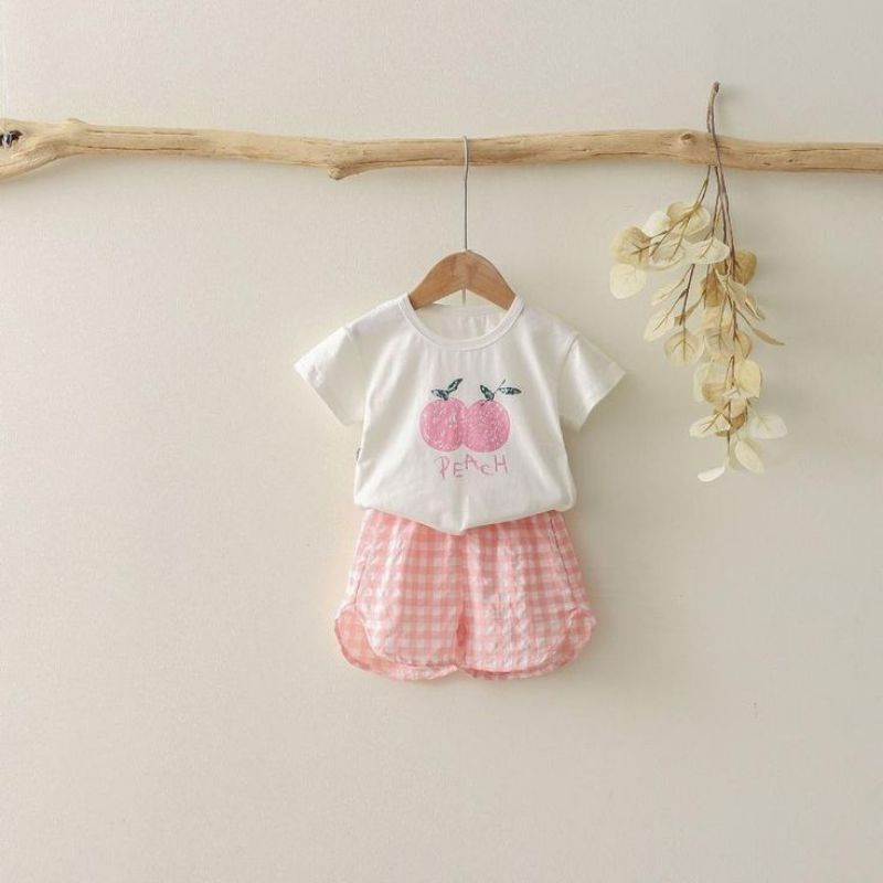 Set Baby Fruit Tea 6 bulan -18 bulan / Setelan Fruit Short Sleeve T-Shirt