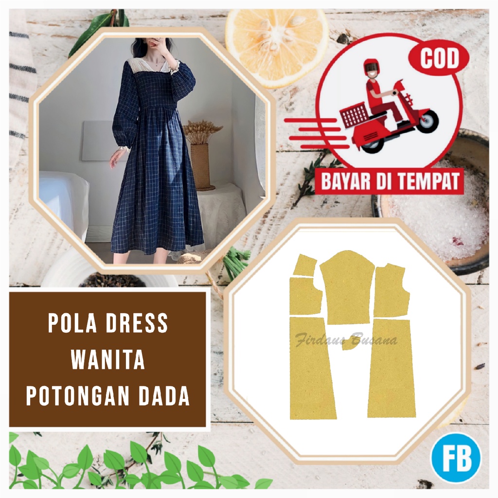 【COD】Pola Dress Wanita Dewasa Potongan Dada | Pola Baju Wanita Lengkap | Pola Instan Dress | Pola Ji