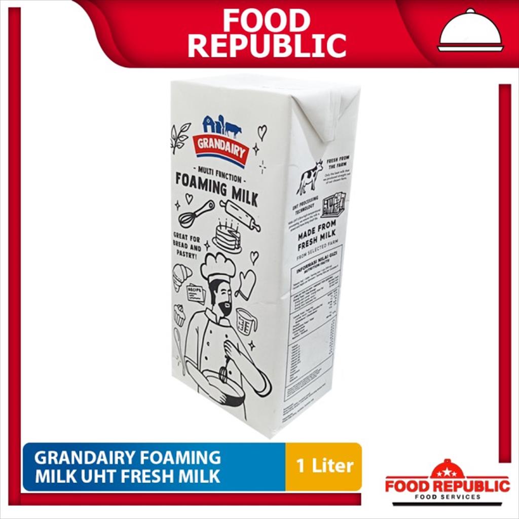 Grandairy Foaming Milk UHT 1 Liter Fat 3.4% Fresh Milk Susu Segar Cocok Untuk Latte Art