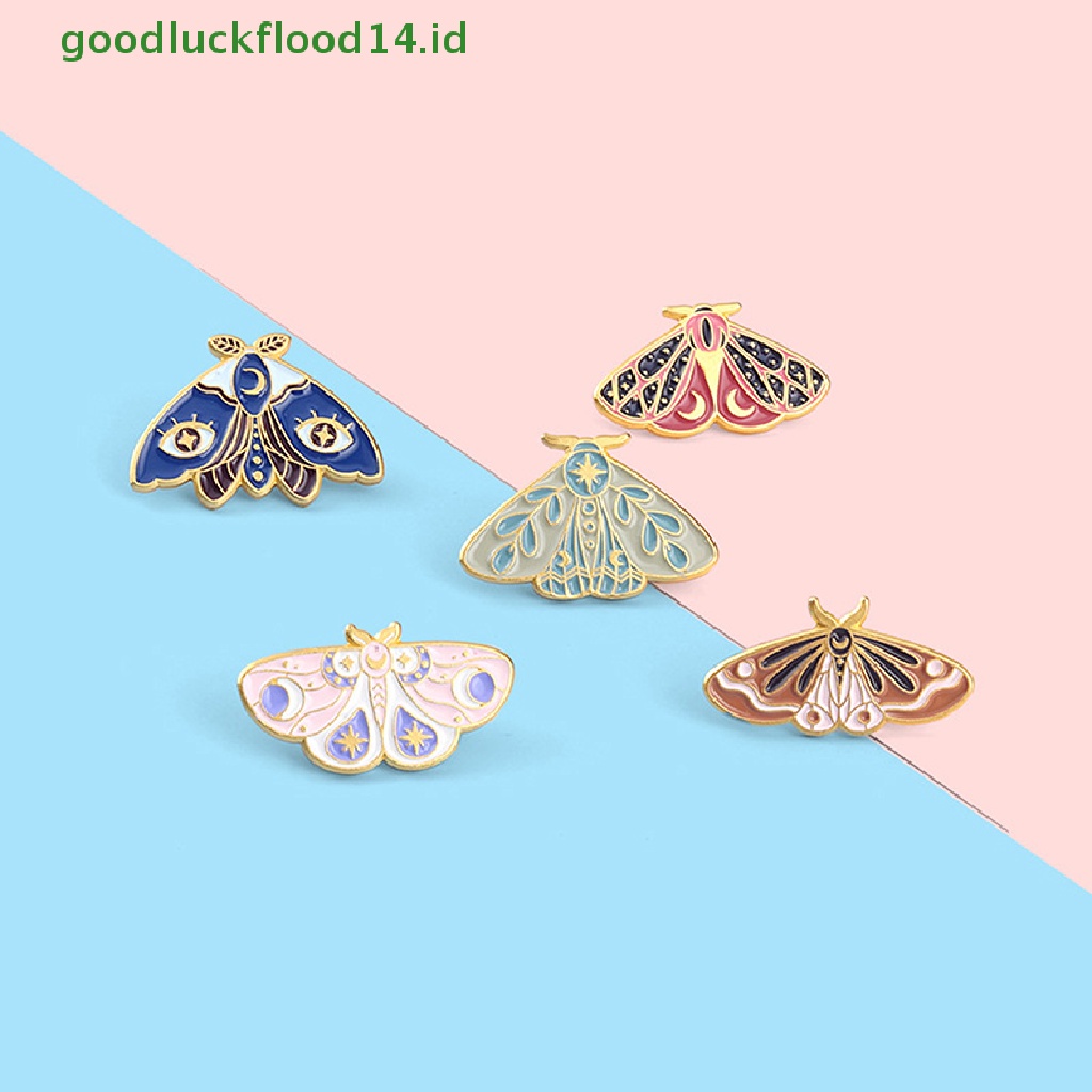 [GOOGFOUR] Warna Ngengat Enamel Pin Art Paing Serangga Tas Bros Kerah Lencana Kartun Perhiasan [TOP]