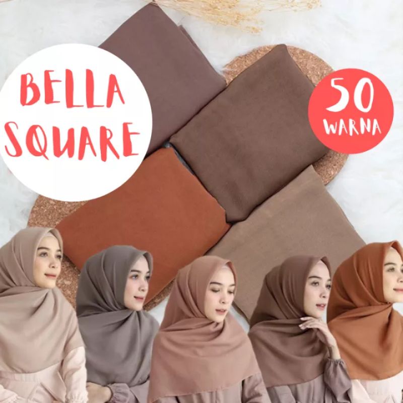[TERMURAH] Bella Square Hijab Segiempat / Bella Polos / Hijab Segi Empat Polycotton BISA COD