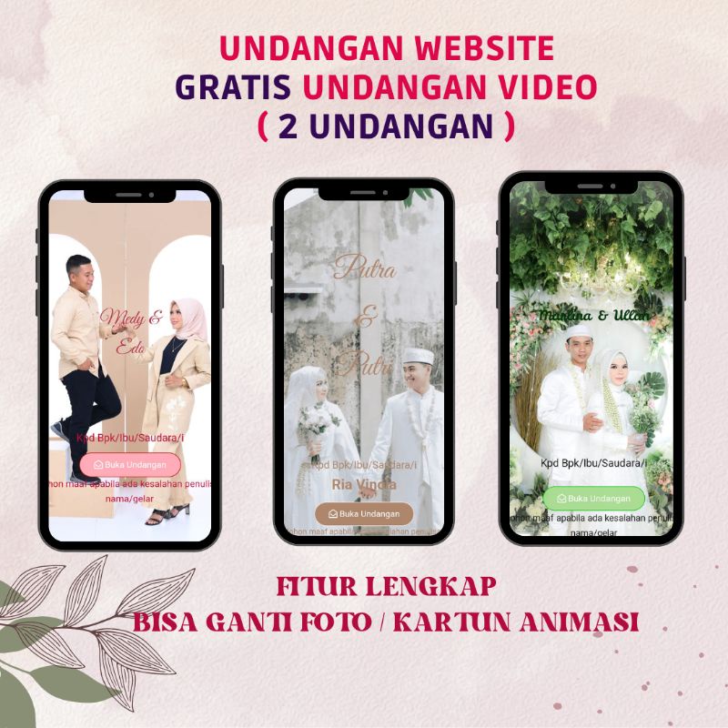 UNDANGAN WEBSITE ❤️GRATIS UNDANGAN VIDEO / FILTER INSTAGRAM ❤️ 2 UNDANGAN DIGITAL UNTUK NIKAH, WEDDI