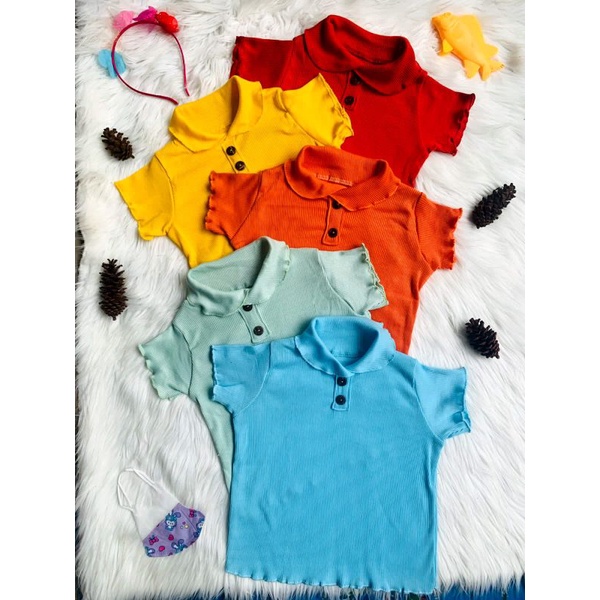 Baju Atasan Anak Perempuan Curly Ruffle Knit Tee Rib 1-5 Tahun