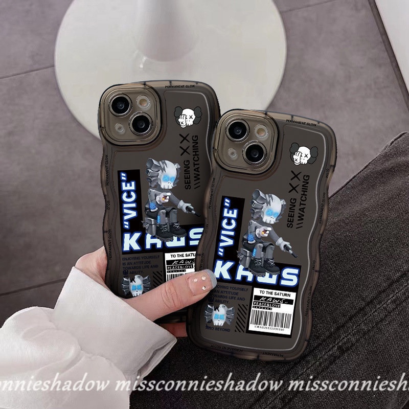 Case Kompatibel Untuk Samsung A13 A32 A04s A12 A04 A21s A03s A53 A52 A22 A52s A04E A23 A50 A50s A11 A33 A02s A31 A30s A20 A51 Kartun Beruang Kekerasan Kaws Wavy Edge Soft TPU Case