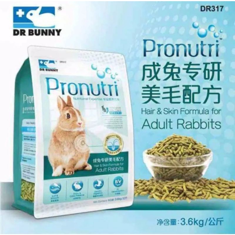 makanan kelinci dr bunny dr317 pronutri hair & skin 3,6kg